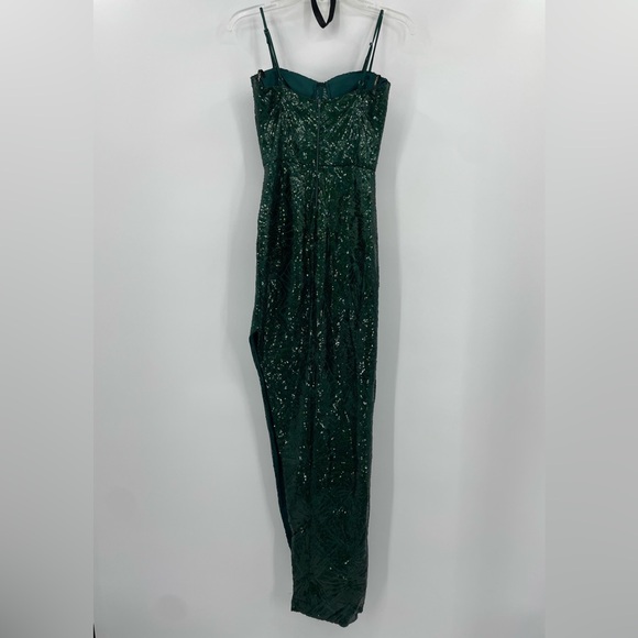 City Triangles Emerald Green Sequin Dress Side Slit Adjustable Straps Sz XS - Picture 6 of 11